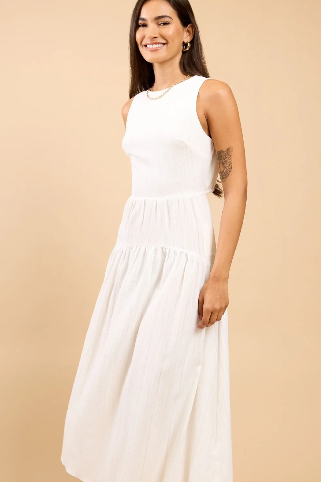 Little Mistress Little Mistress Women's White Dropped Waist Midaxi Dress - 4