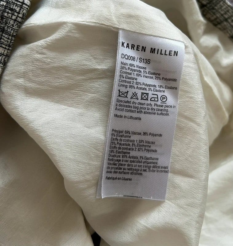Karen Millen Grey Tweed-Look Bodycon Dress - Size UK 8