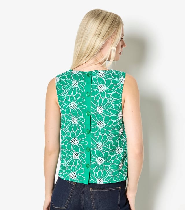 Apricot Women's Bright Green Embroidered Sunflower Sleeveless Top Apricot New Look - 2