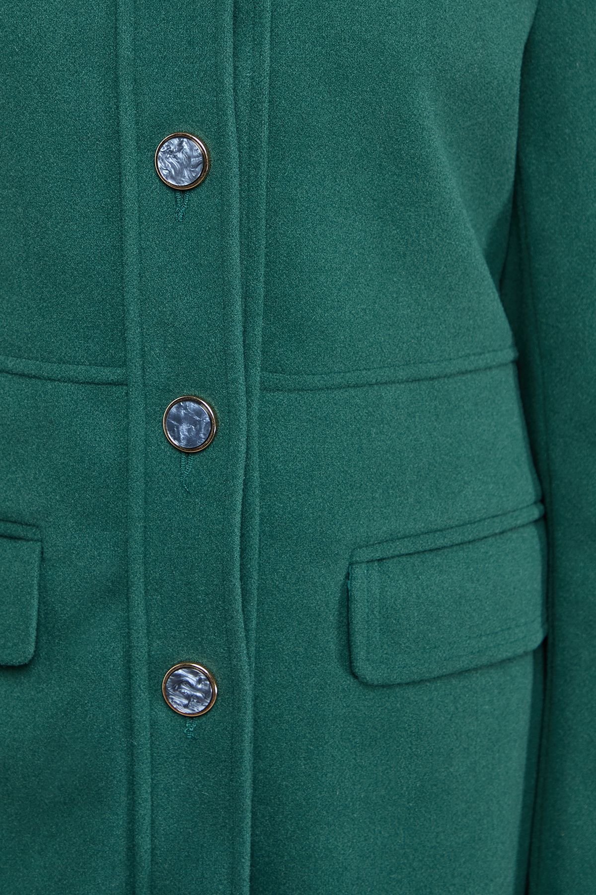 Oasis Oasis Women's Faux Wool Button Through Dolly Coat in Green - 4