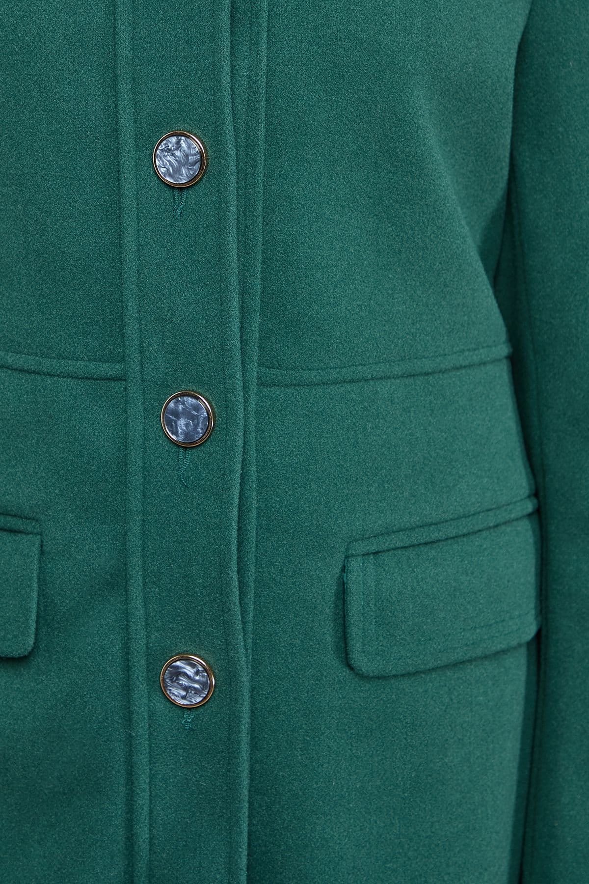 Oasis Oasis Women's Faux Wool Button Through Dolly Coat in Green - 4