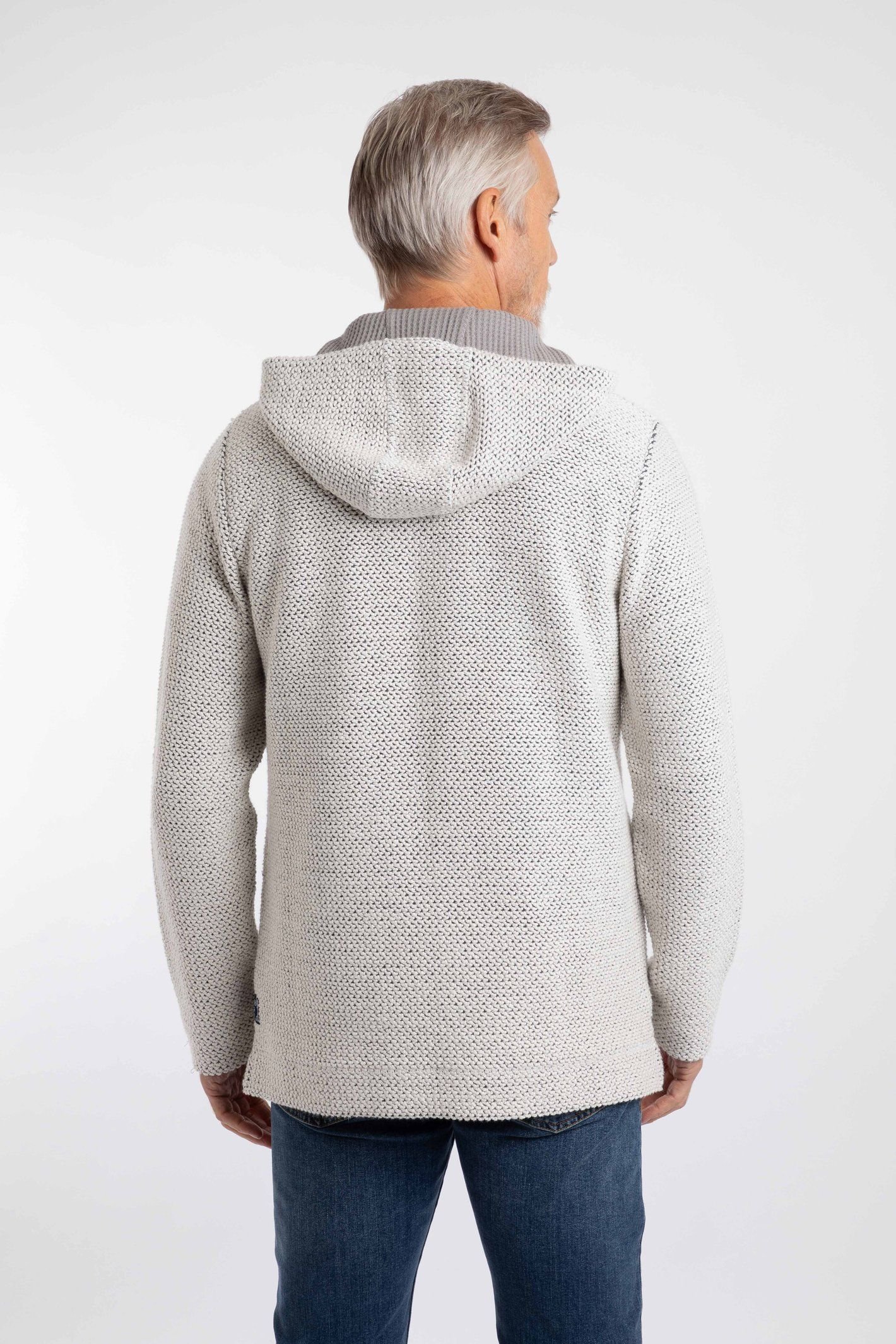 Weird Fish Weird Fish Men's Bakersfield Button Neck Macaroni Hoodie in Ecru - 3