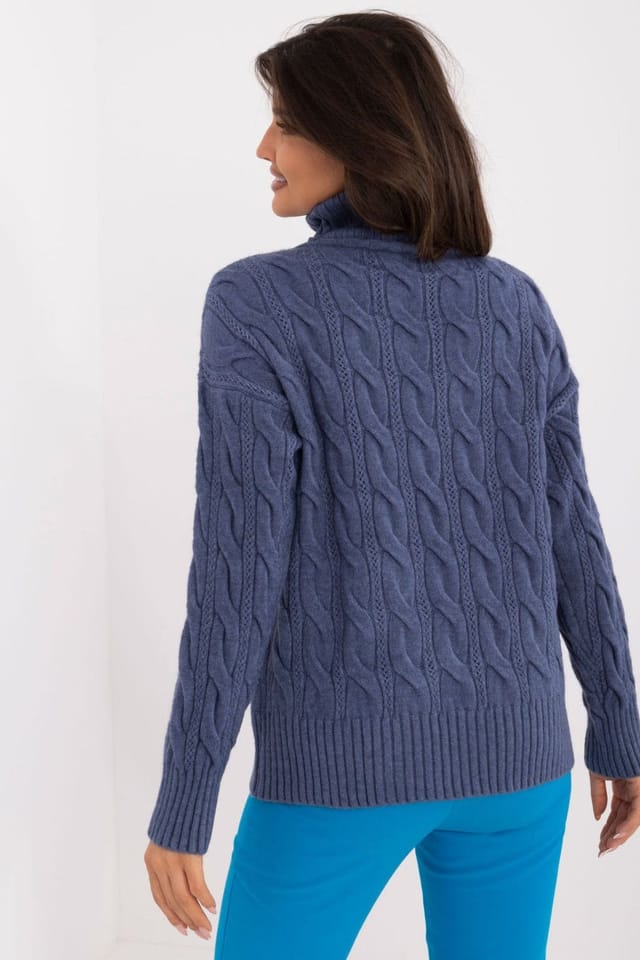 Love Lace Love Lace Women's Turtleneck Everyday Knit Sweater for Casual Wear in Blue - 3