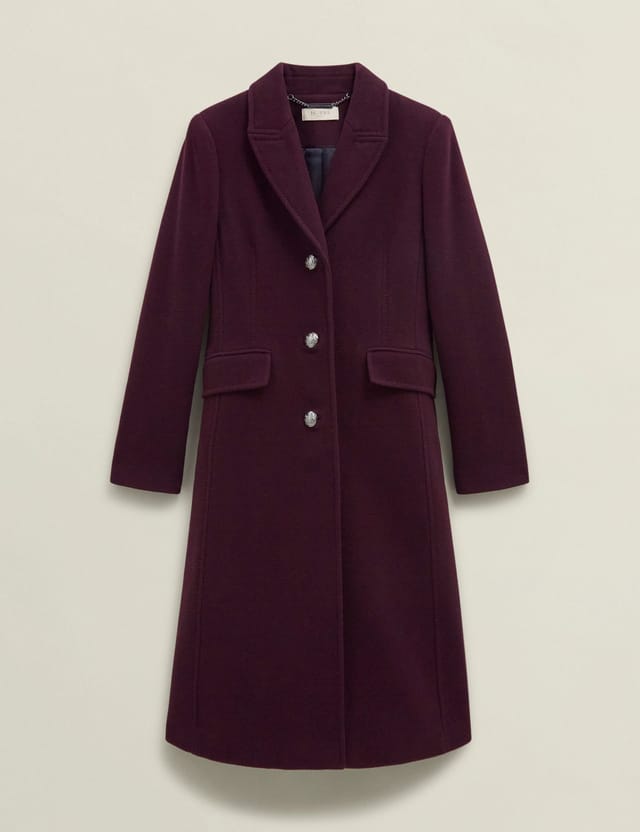 Hobbs London Hobbs London Women's Edwina Cashmere-Blend Long Coat in Aubergine - 2