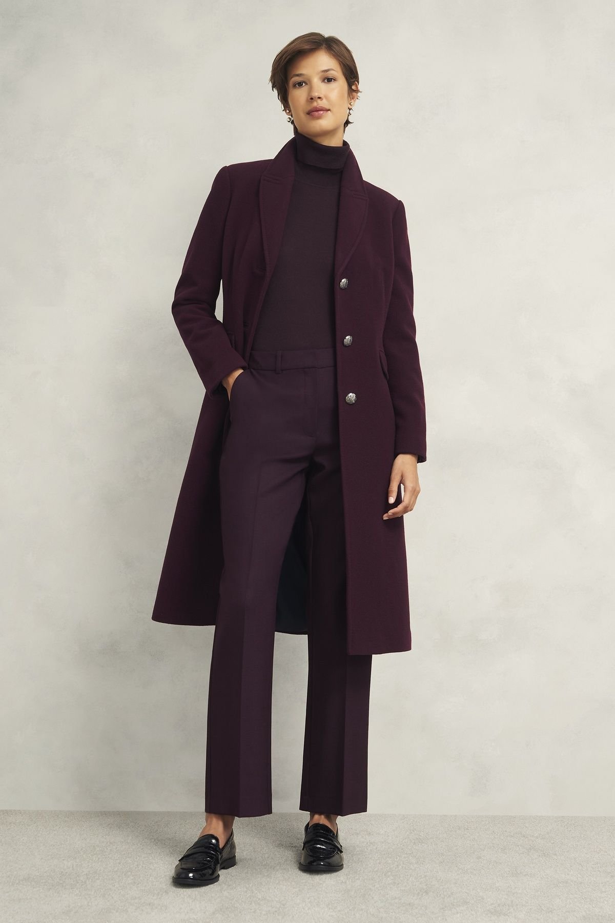 Hobbs London Hobbs London Women's Edwina Cashmere-Blend Long Coat in Aubergine - 3