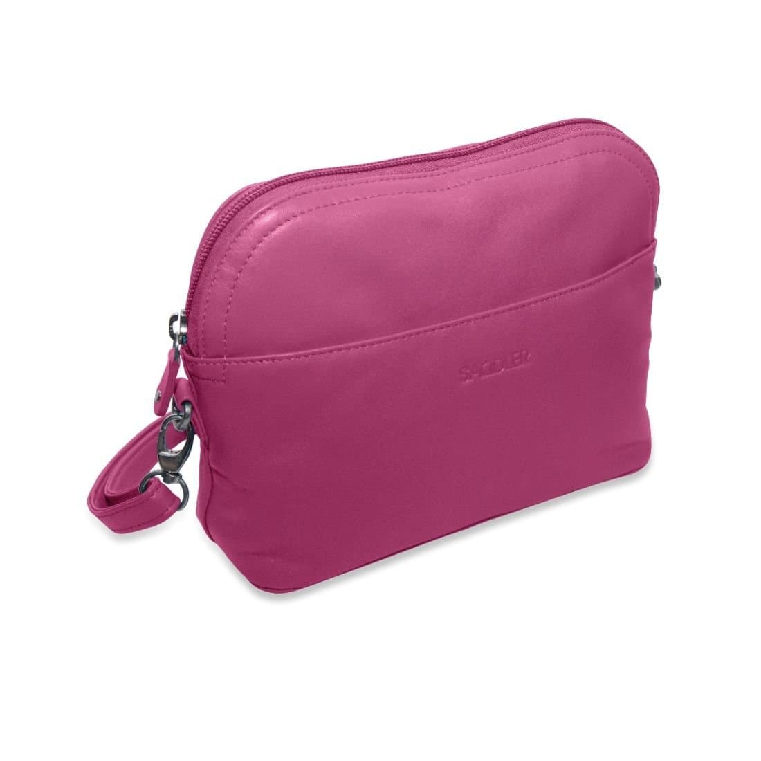 SADDLER SADDLER Women's 'Brooklyn' RFID Adjustable Strap Leather Zip Top Handbag in Magenta
