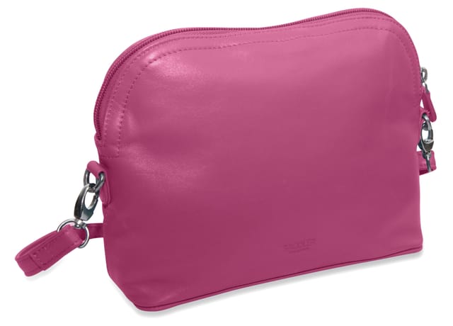 SADDLER SADDLER Women's 'Brooklyn' RFID Adjustable Strap Leather Zip Top Handbag in Magenta - 3