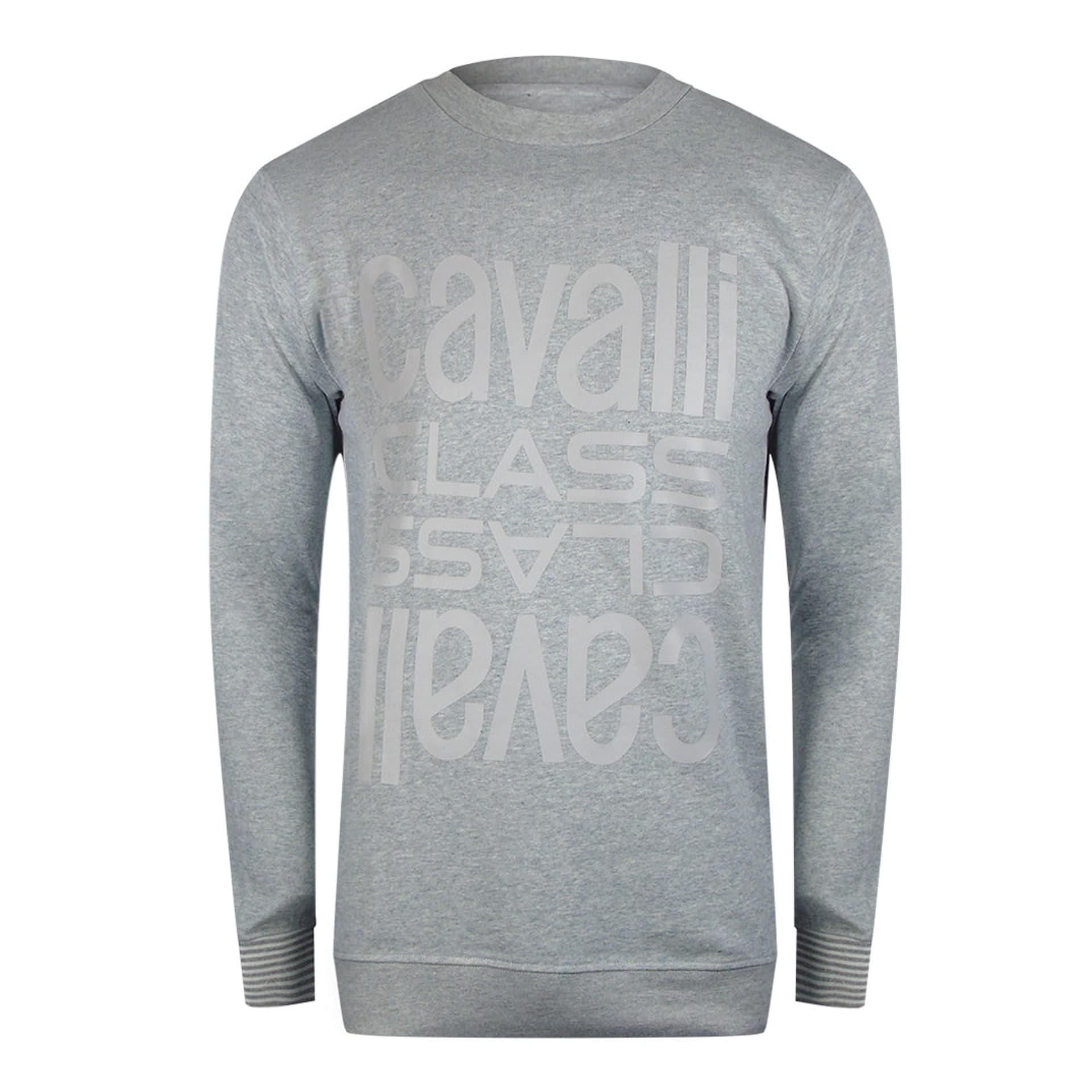 Cavalli Class Cavalli Class Men's Long Sleeve Crew Neck Sweatshirt in Silver