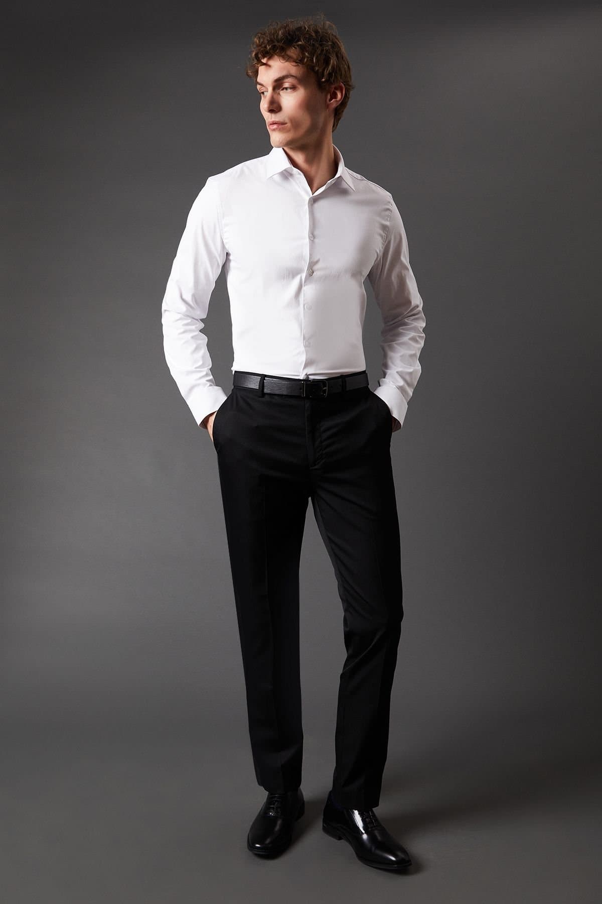 Burton Burton Men's Black Skinny Fit Tuxedo Suit Trouser