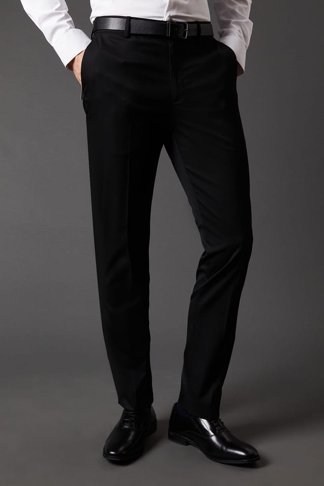 Burton Burton Men's Black Skinny Fit Tuxedo Suit Trouser - 2