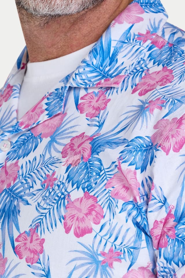 raging bull Raging Bull Men's Short Sleeve Maldives Floral Linen Revere Shirt - 3