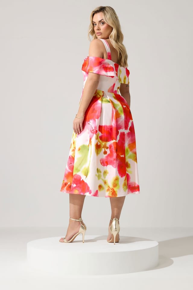 Yours Yours Women's Cold Shoulder Floral Skater Dress - 3