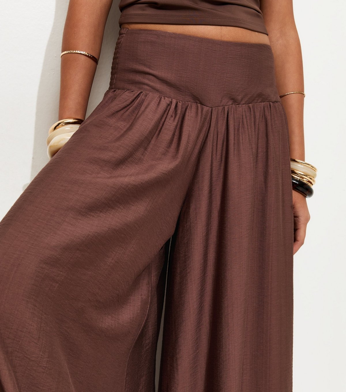 New Look Women's Dark Brown Wide Leg Palazzo Trousers New Look - 2