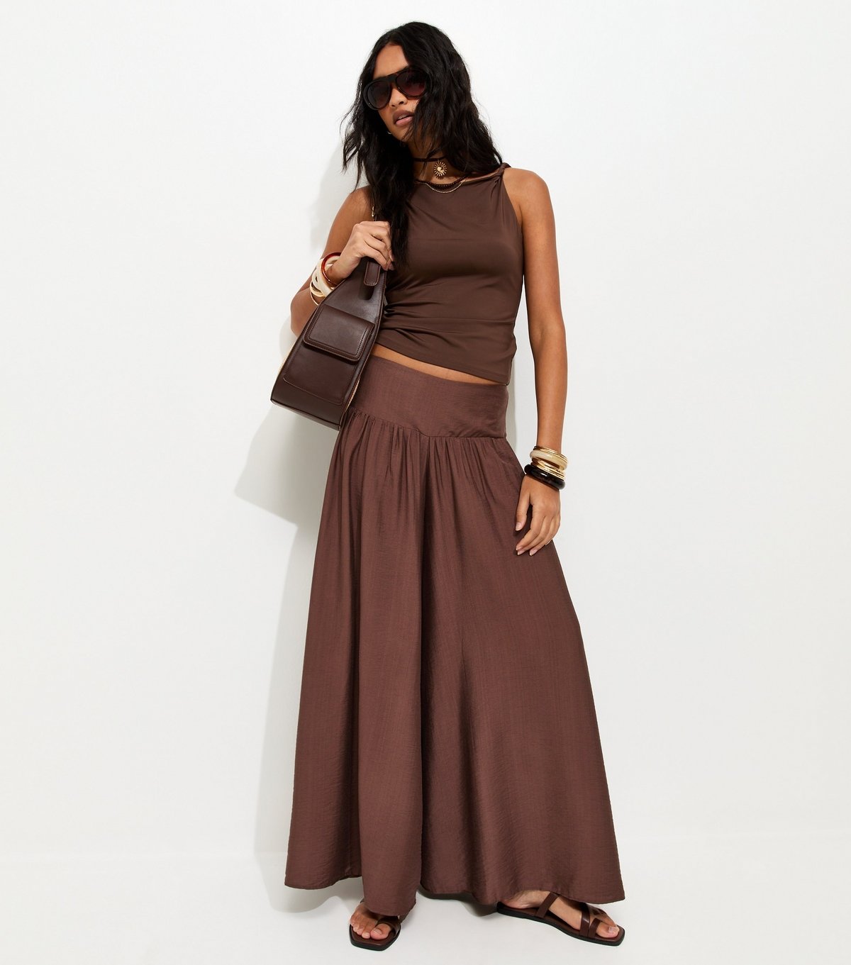 New Look Women's Dark Brown Wide Leg Palazzo Trousers New Look - 3