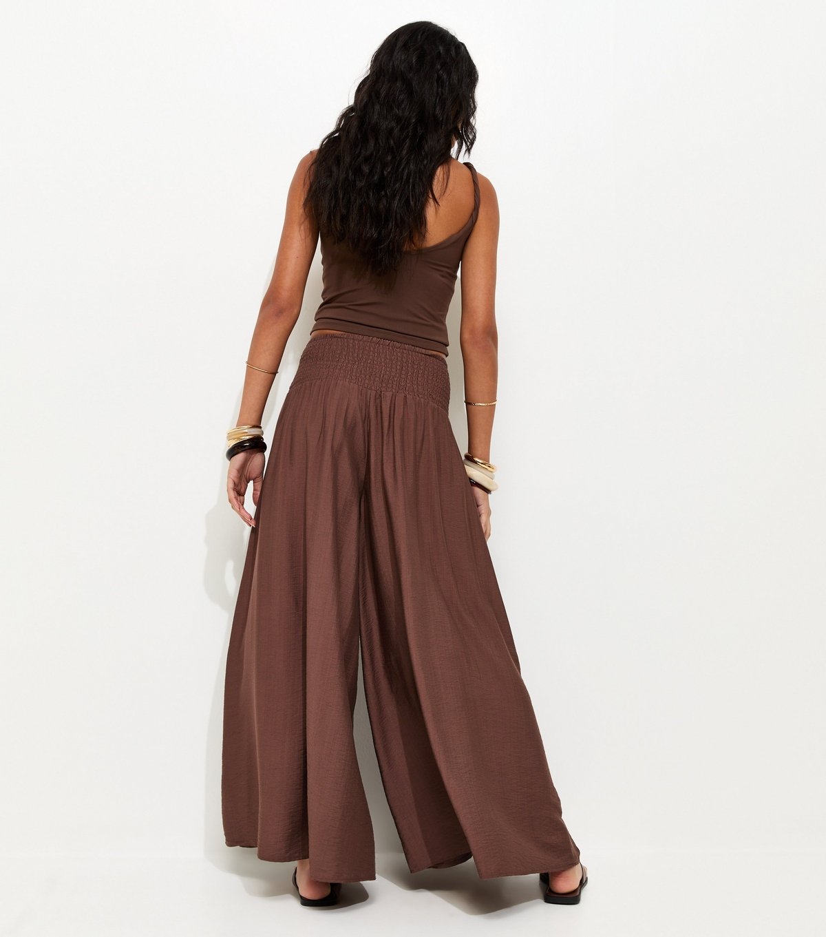 New Look Women's Dark Brown Wide Leg Palazzo Trousers New Look - 4