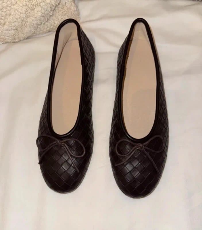 ASOS Dark brown woven ballet pumps