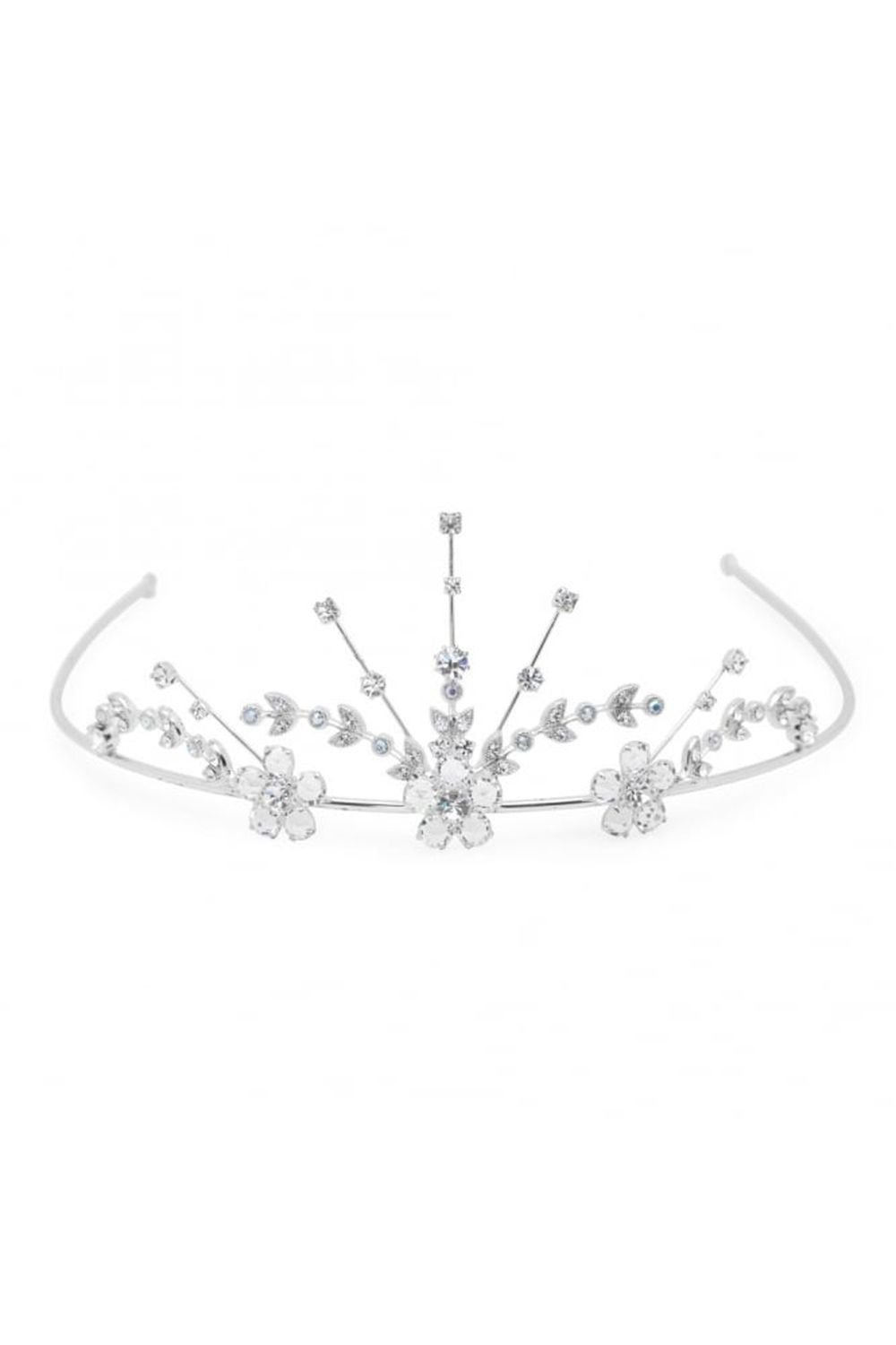 Jon Richard Jon Richard Women's Silver Crystal Flower Statement Tiara - Gift Pouch - 1