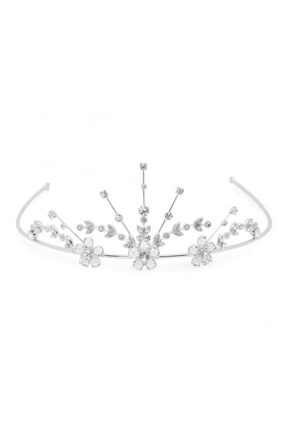 Jon Richard Jon Richard Women's Silver Crystal Flower Statement Tiara - Gift Pouch
