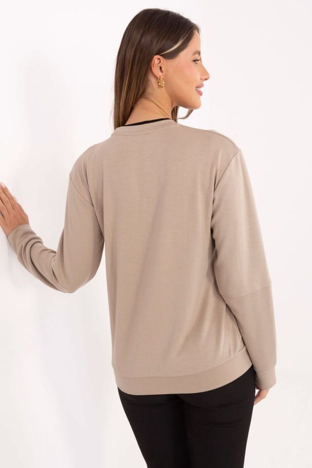 Love Lace Love Lace Women's Buttery Soft Long Sleeve Blouse with Brooch in Beige - 3