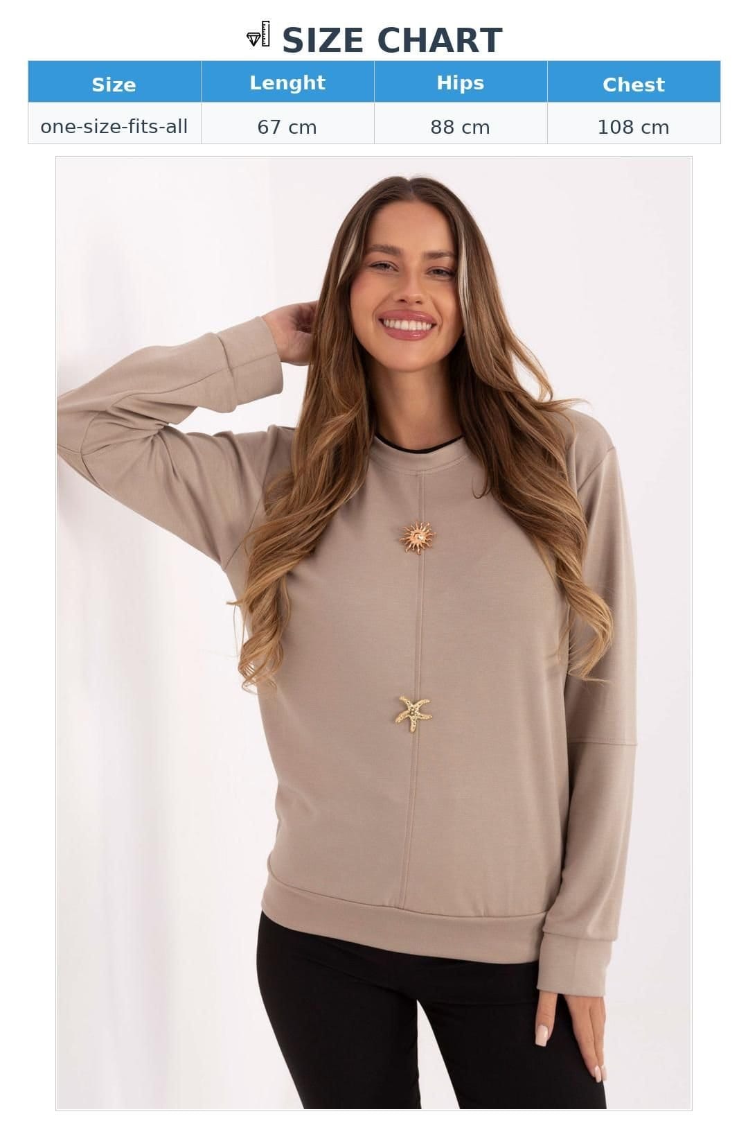 Love Lace Love Lace Women's Buttery Soft Long Sleeve Blouse with Brooch in Beige - 4