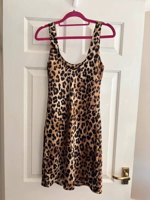 ASOS Silk leopard pink slip dress
