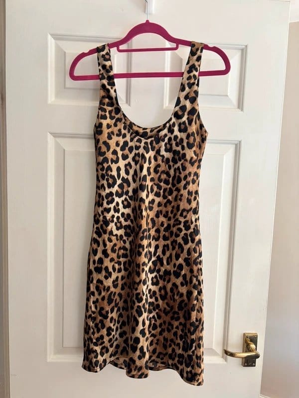 ASOS Pink Leopard Silk Slip Dress