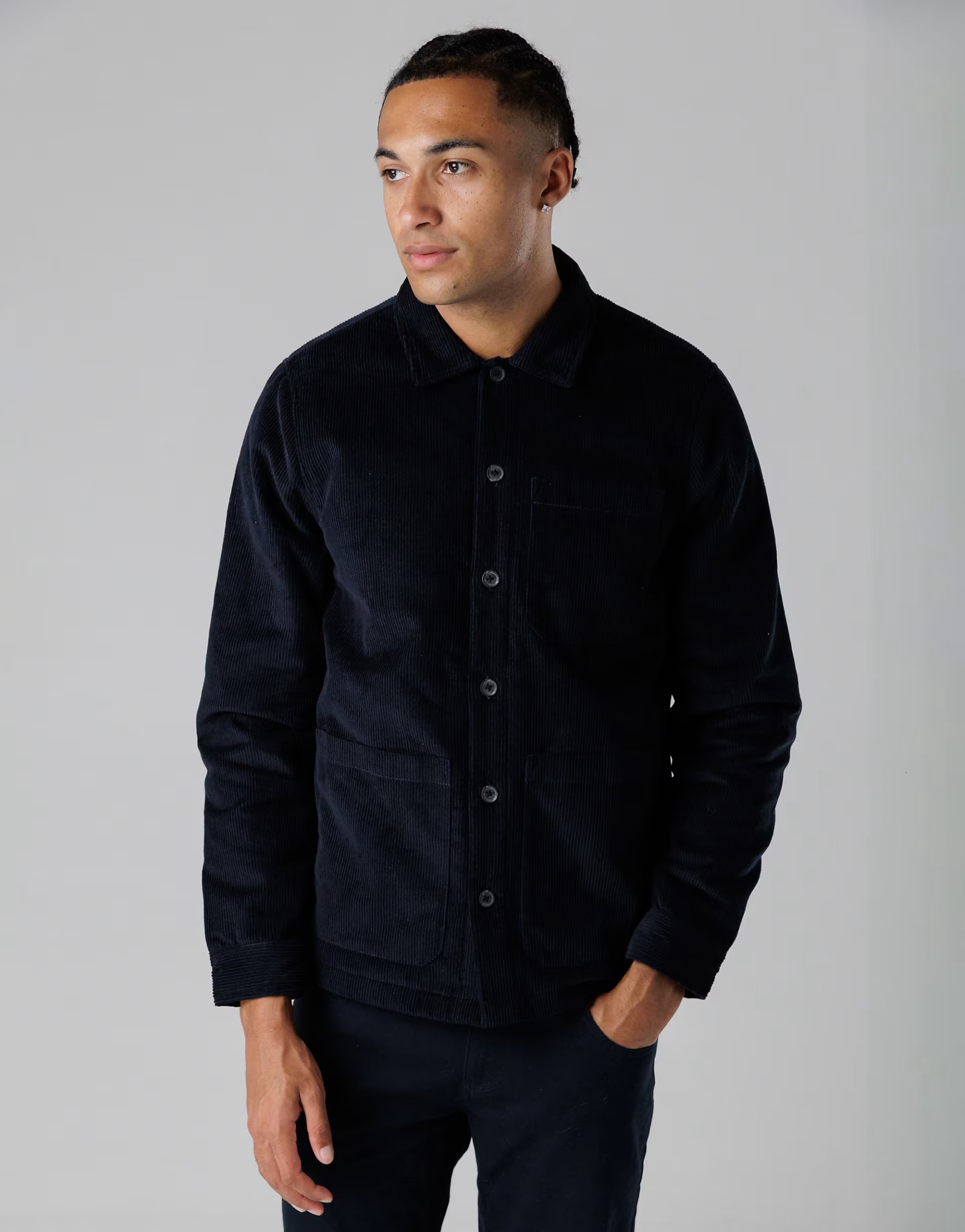 ASOS French Connection Cord button up jacket in navy - 1