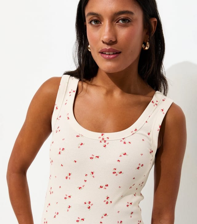 New Look Women's Maternity Cream Mini Floral Wide Trim Scoop Neck Vest Top New Look - 3