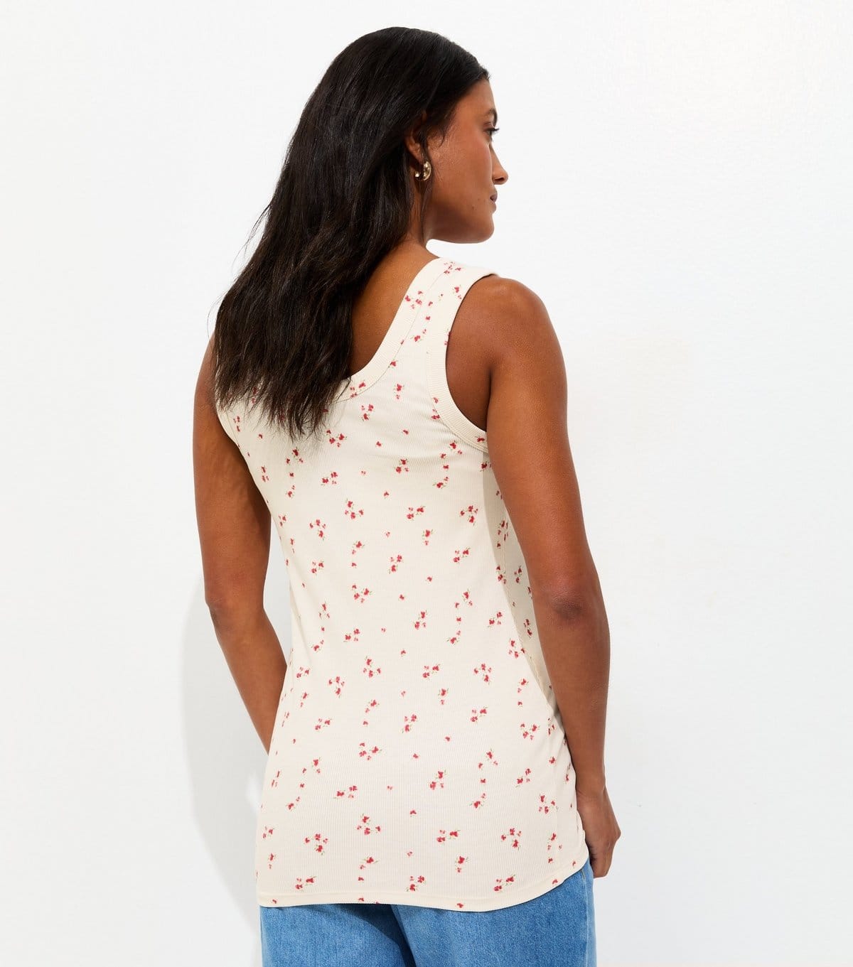 New Look Women's Maternity Cream Mini Floral Wide Trim Scoop Neck Vest Top New Look - 4