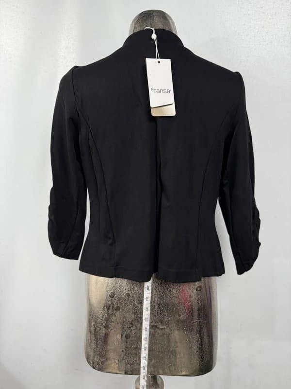 Fransa Fransa Blazer Size L Womens Black Short Suit Hilay Jacket 3/4 NEW EU42 RRP £40