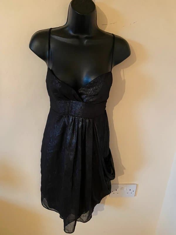 New Look Black shimmer ruched dress size 8 by new look ( 3430)