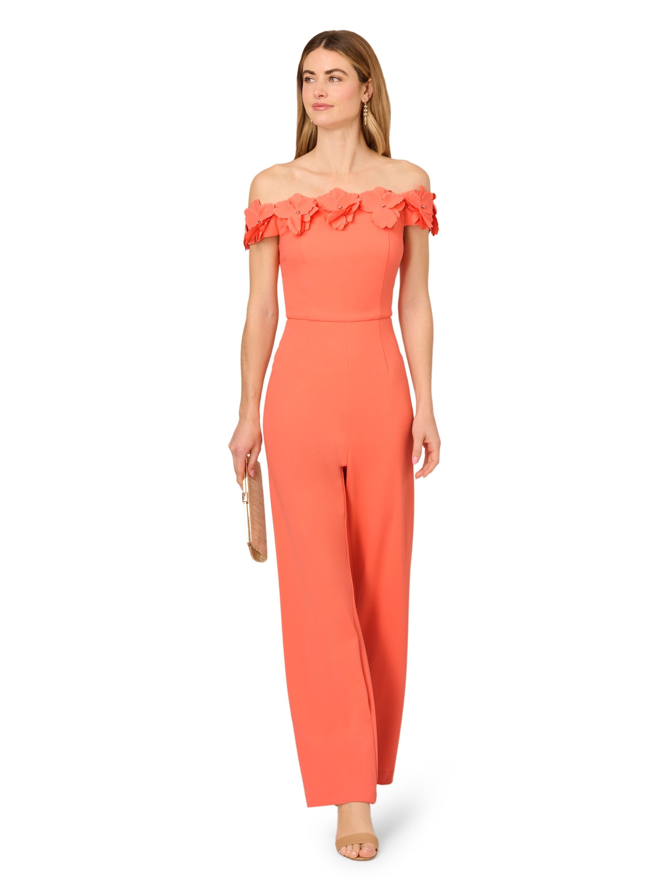 Adrianna Papell Adrianna Papell Women's Crepe Rosette Jumpsuit in Pink - 4