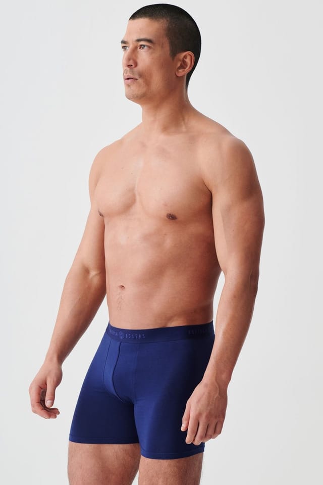 British Boxers British Boxers Men's Pack of Four "Fresh Navy" Bamboo Stretch Trunks in Navy - 3