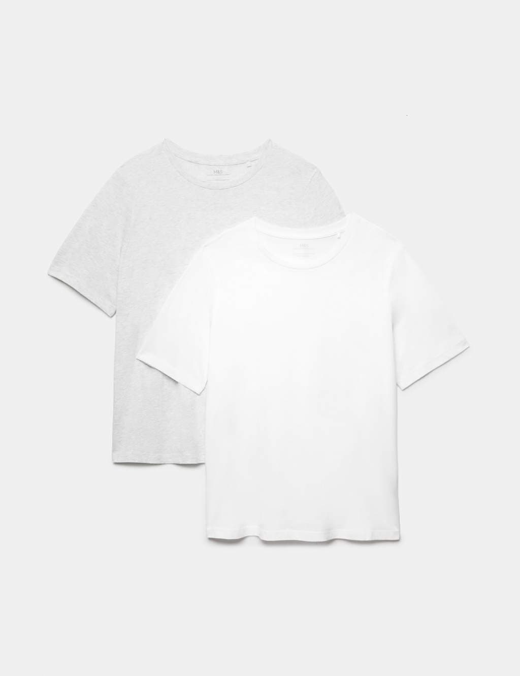 Marks & Spencer M&S 2 Pack Cotton Modal Pyjama Tops Grey Mix