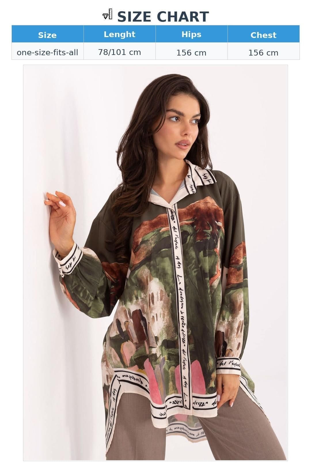 Love Lace Love Lace Women's Printed Long Sleeve Viscose Blend Shirt in Green - 4