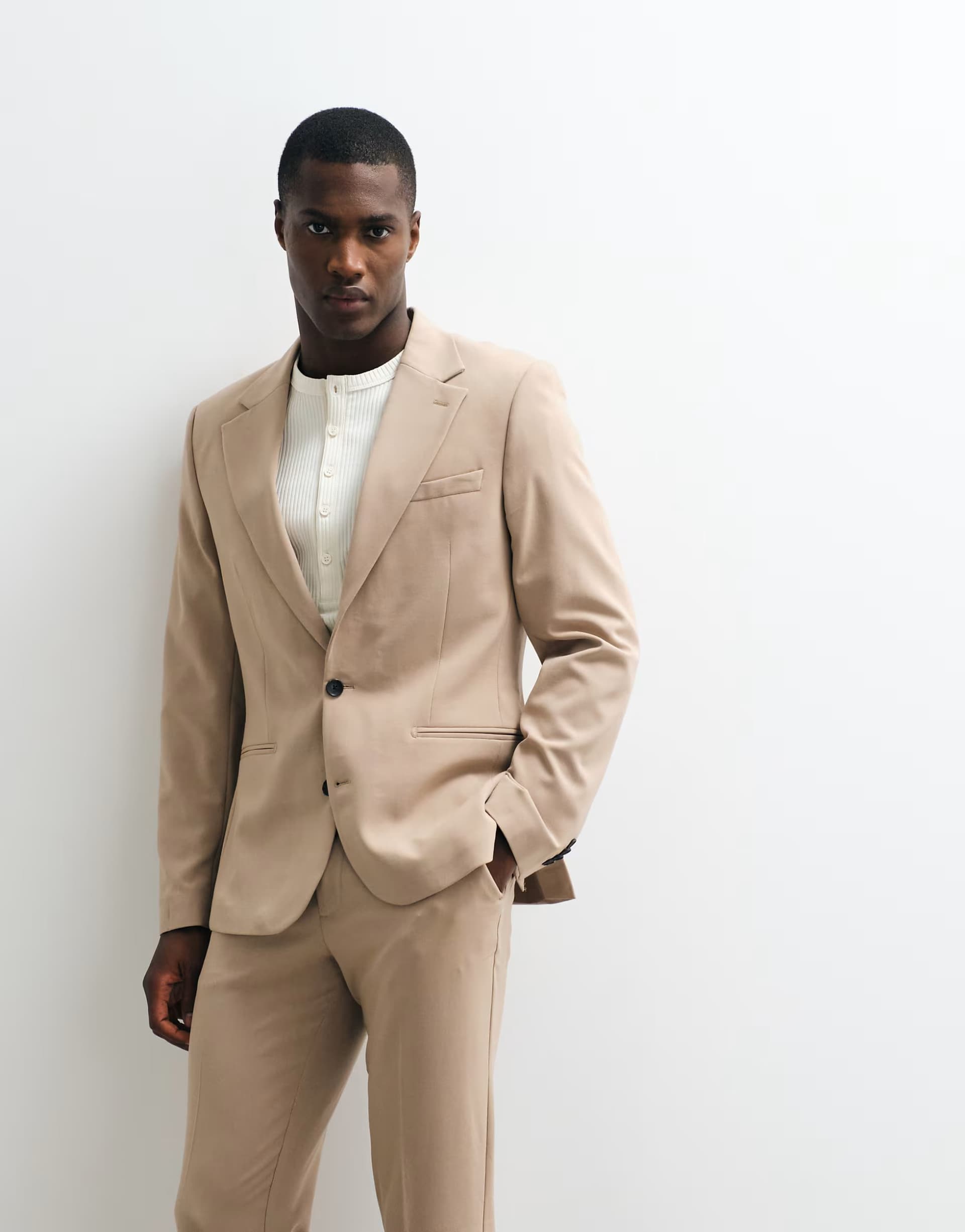 ASOS ASOS DESIGN FlexMax™   skinny suit jacket in light brown