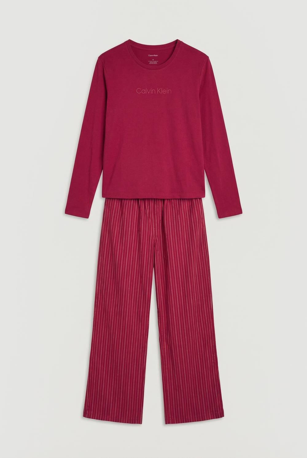 Calvin Klein Calvin Klein Women's CK Cotton Poplin Ls Pant PJ Set Red - 1