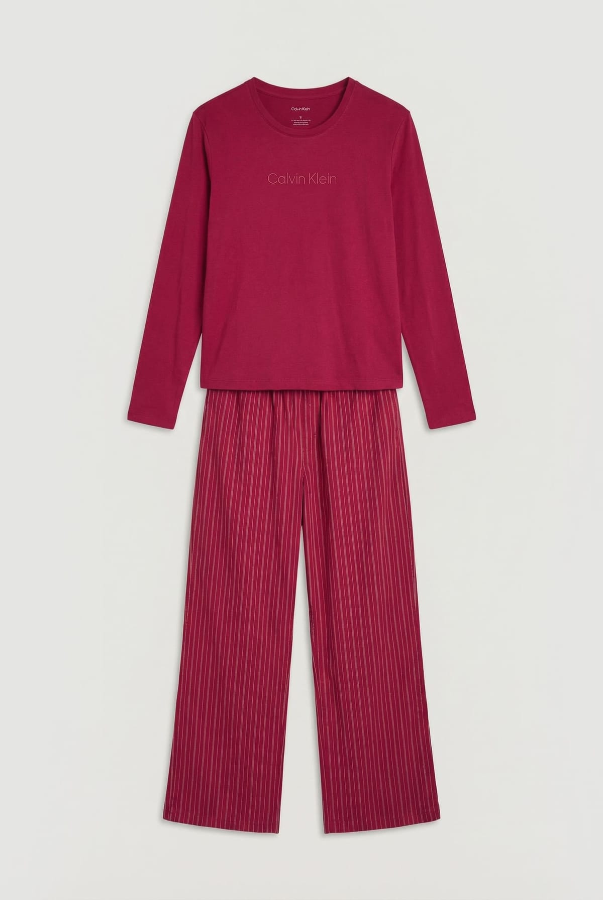 Calvin Klein Calvin Klein Women's CK Cotton Poplin Ls Pant PJ Set Red - 1