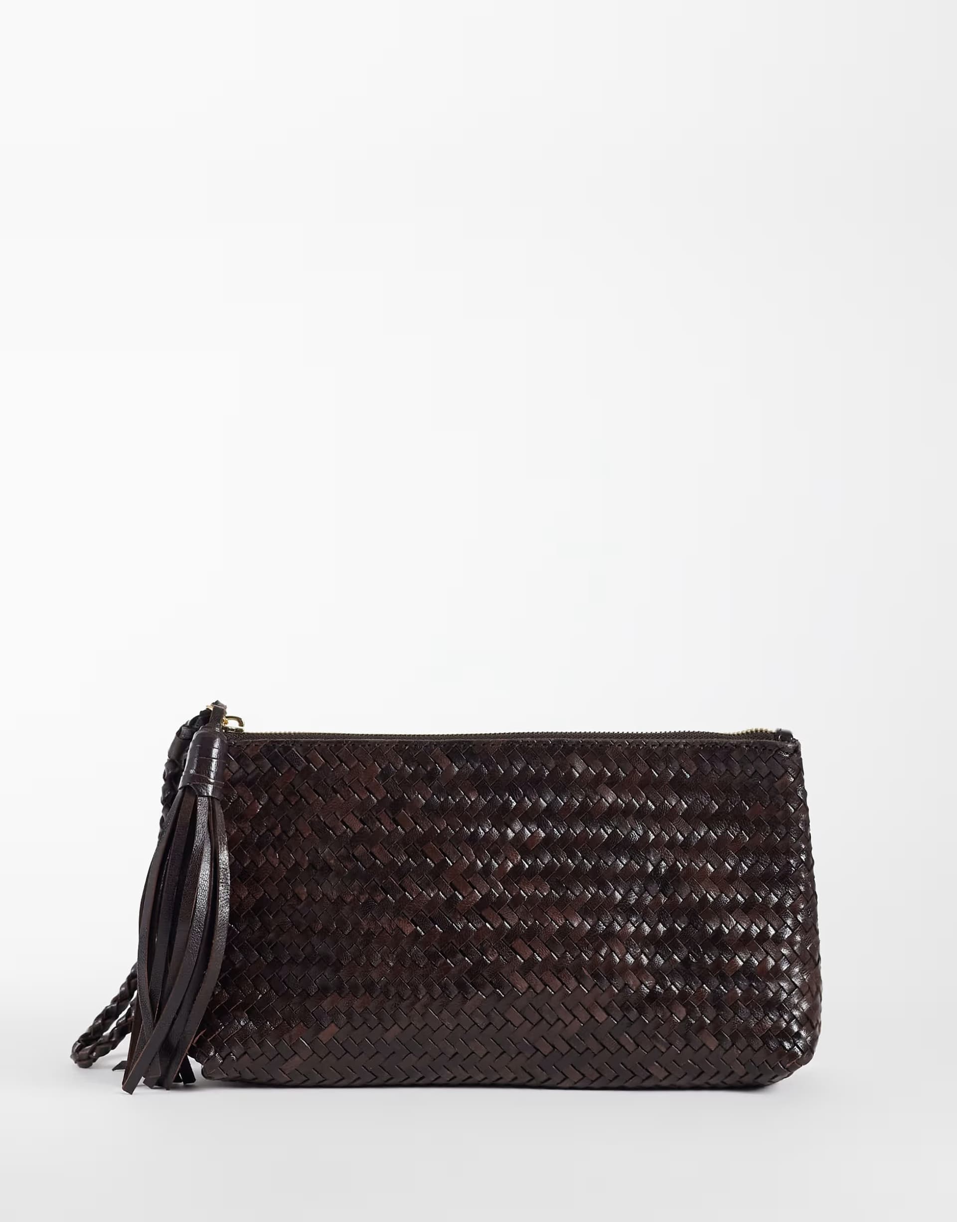 ASOS ASOS Brown Leather Woven Pouch