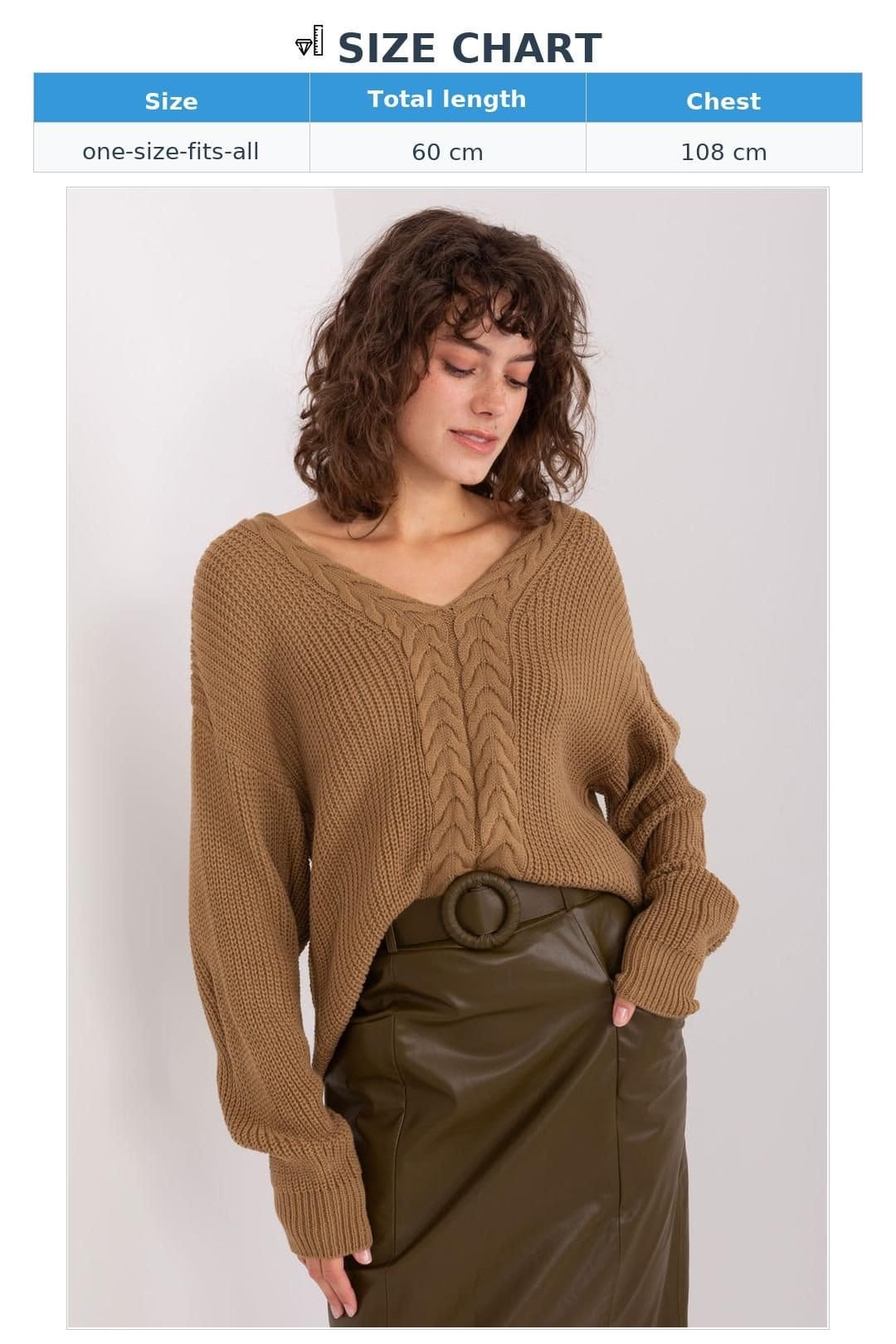 Love Lace Love Lace Women's Textured V Neck Long Sleeve Jumper Sweater in Brown - 4