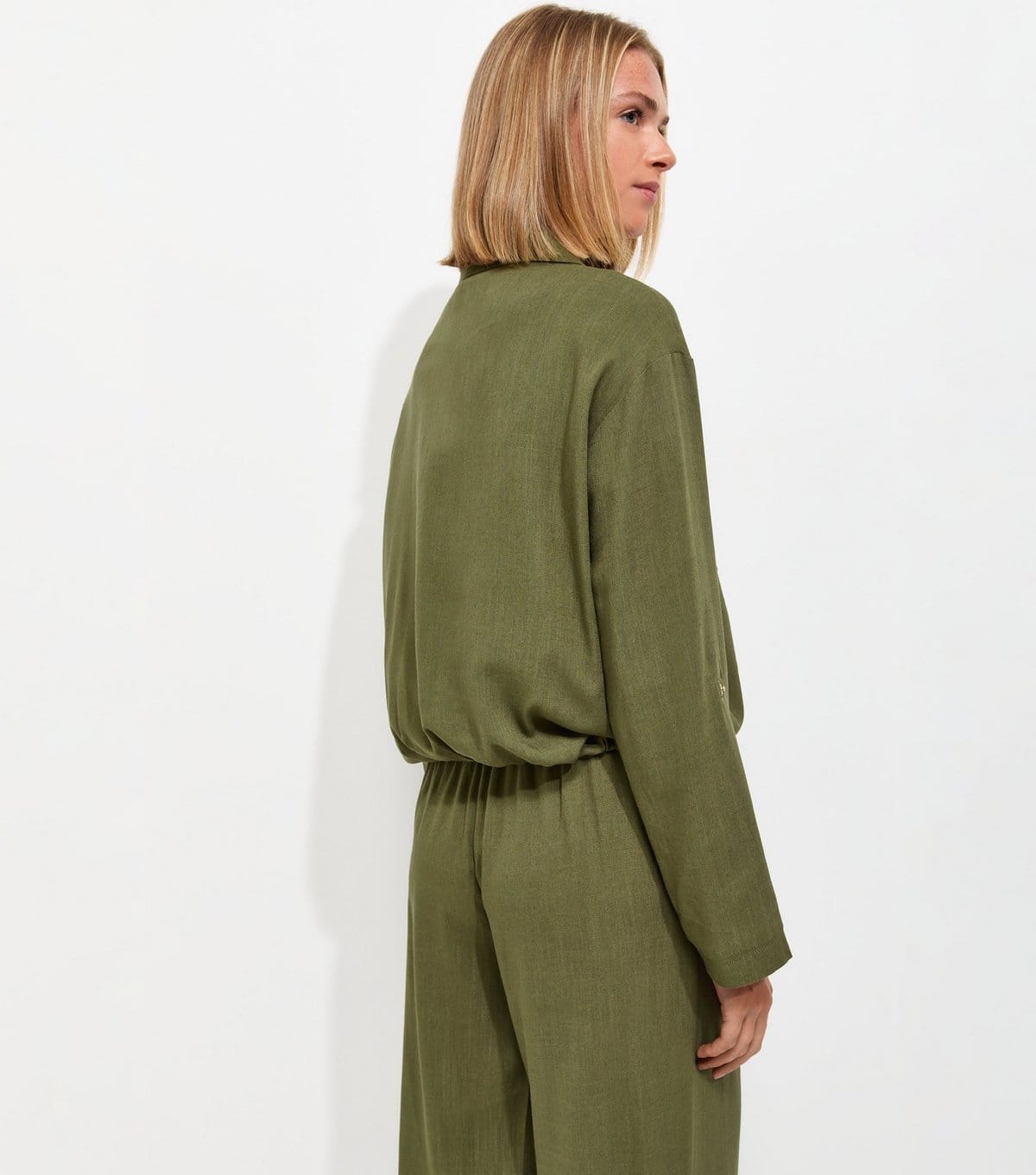New Look Women's Dark Khaki Woven Button Detail Collared Jacket New Look - 4
