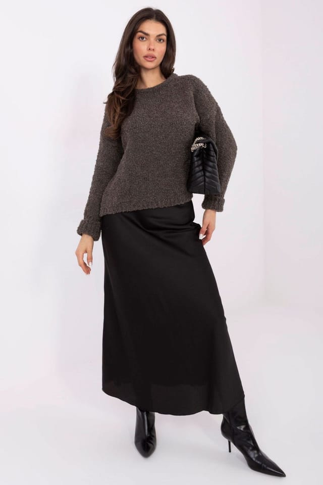 Love Lace Love Lace Women's Casual Round Neck Textured Knit Sweater in Grey - 2