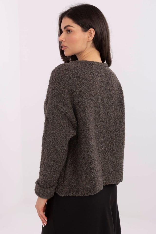 Love Lace Love Lace Women's Casual Round Neck Textured Knit Sweater in Grey - 3