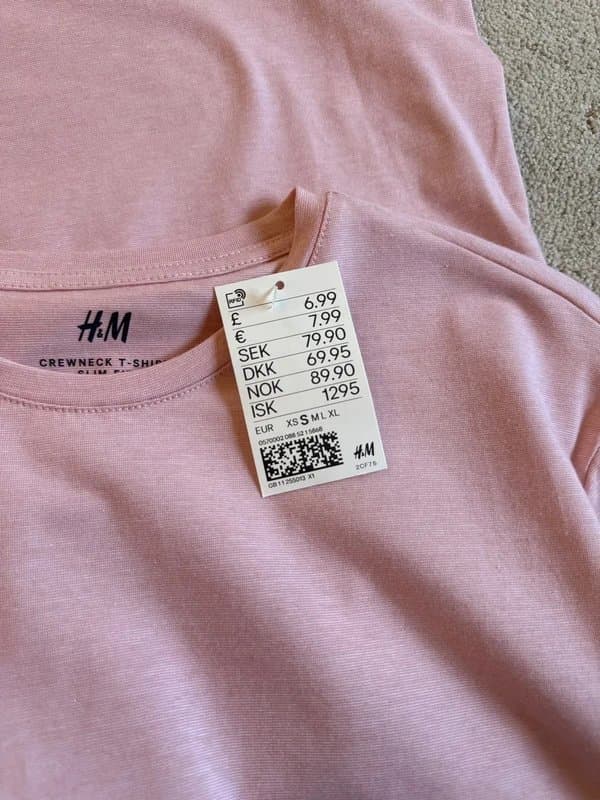 H&M H&M Pale Pink Shortsleeved Slim Fit Crew Neck T Shirt BNWT Small