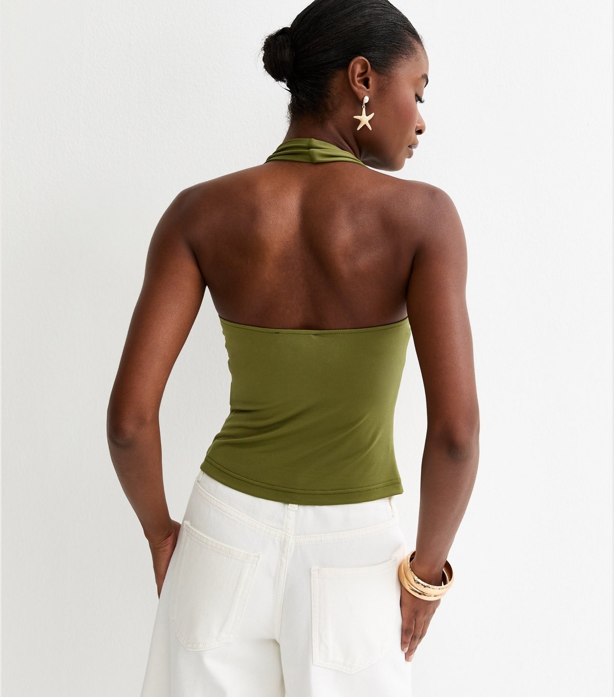 New Look Women's Green Halter Neck Starfish Scarf Top New Look - 4