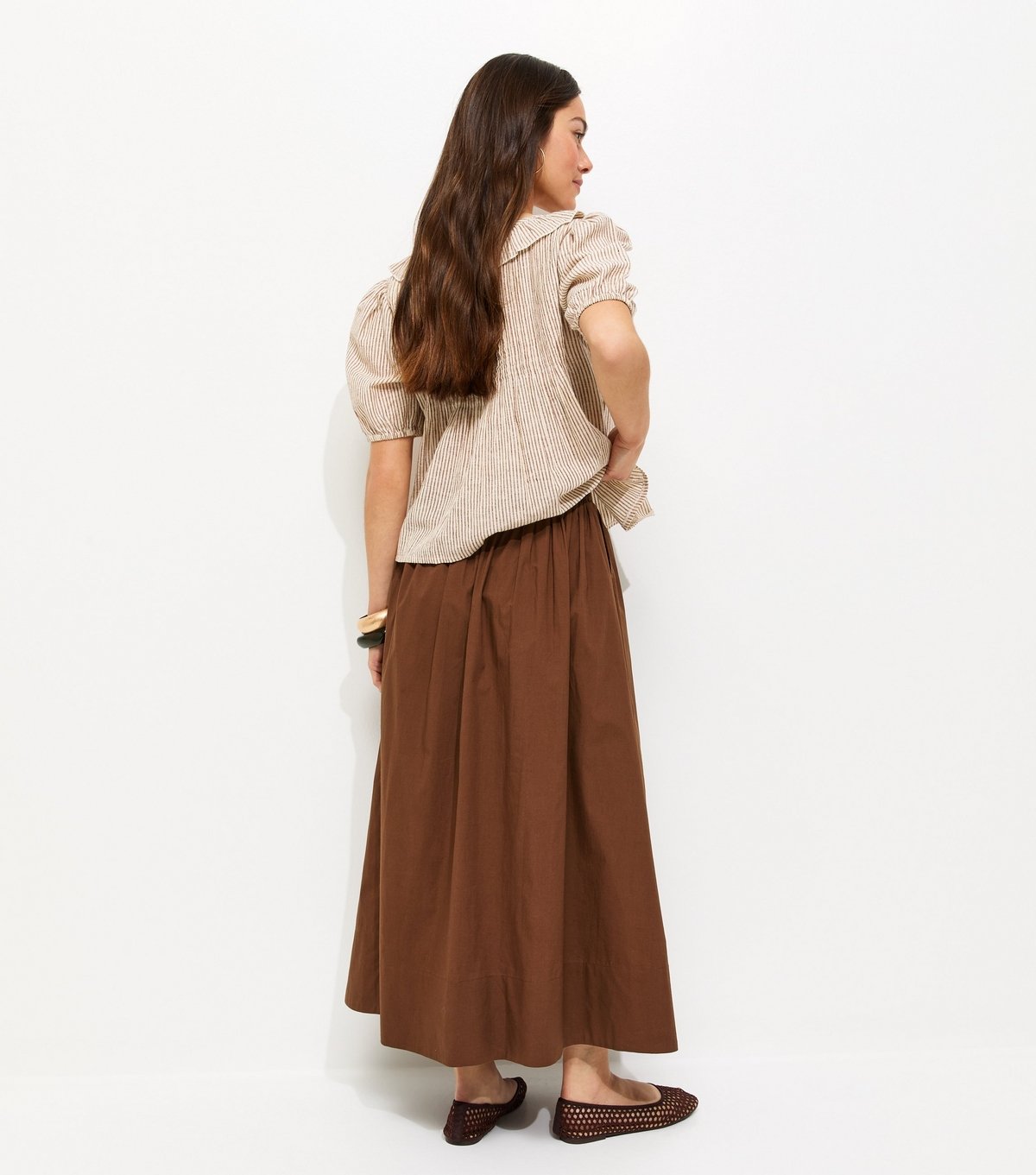 New Look Women's Petite Brown Poplin Circle Skirt New Look - 4