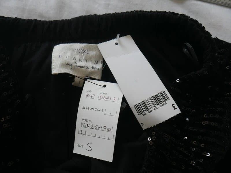 Peacocks Next Downtime Sequin Trousers UK S Black Wide Leg Party Evening Christmas New