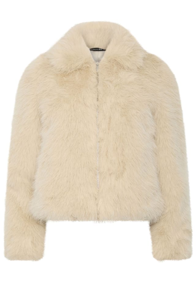 PixieGirl PixieGirl Women's Petite Faux Fur Coat in Ivory - 3