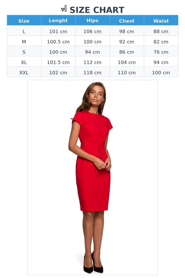 Love Lace Love Lace Women's Minimalist Double Belt Bodycon Day Dress in Red - 3