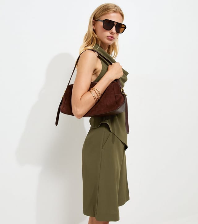 New Look Women's Dark Khaki Asymmetric Hem Cowl Halterneck Top New Look - 3